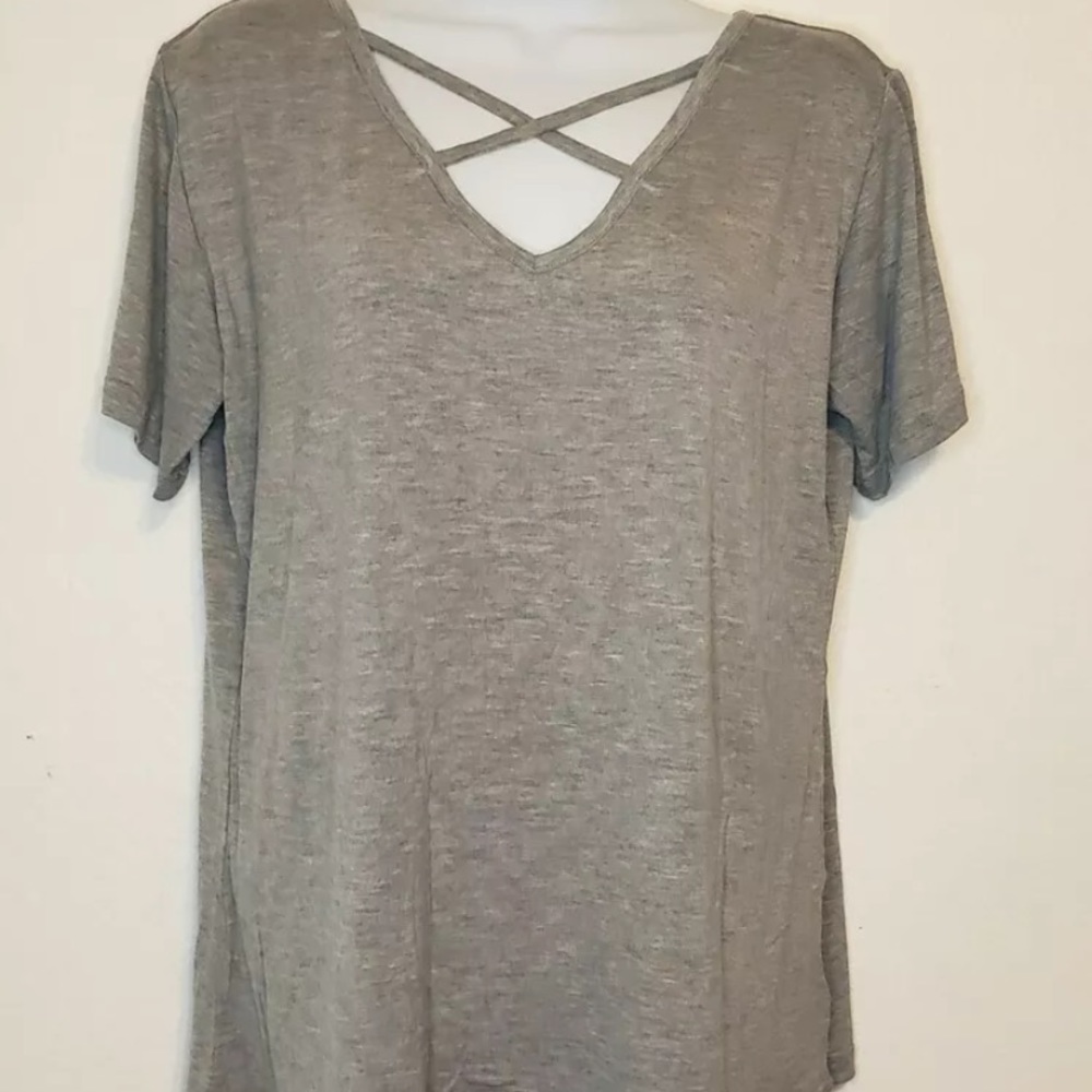 Top V-Neck Criss Cross Casual Tee T-Shirt